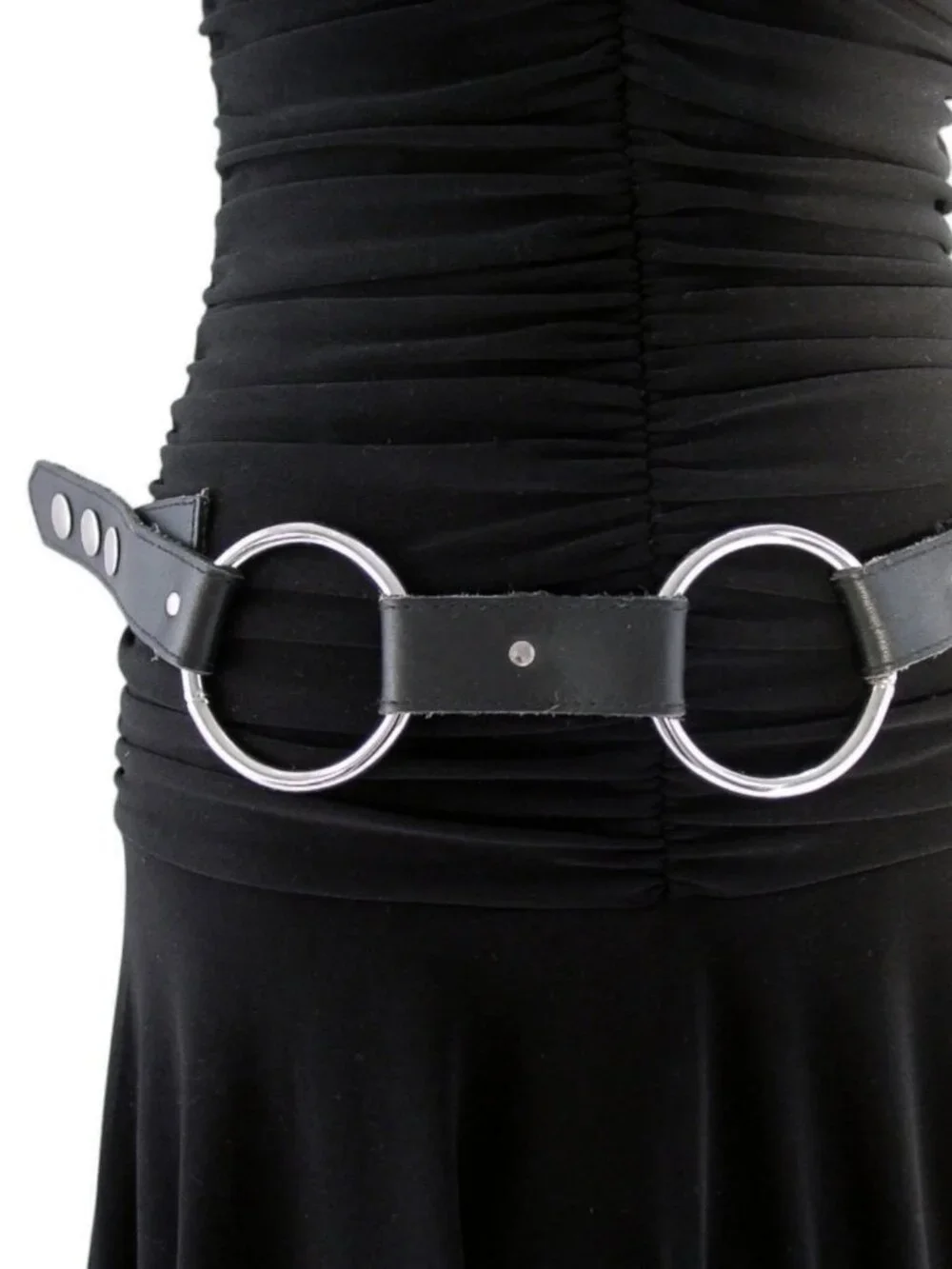 SILVER RINGS Leather Snap-On Chain Belt Women's M - Picture 2 of 3